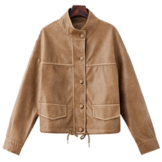 现货B款高级感机车短外套女2024秋季新款宽松显瘦小众设计上衣，女装皮衣，江南女神