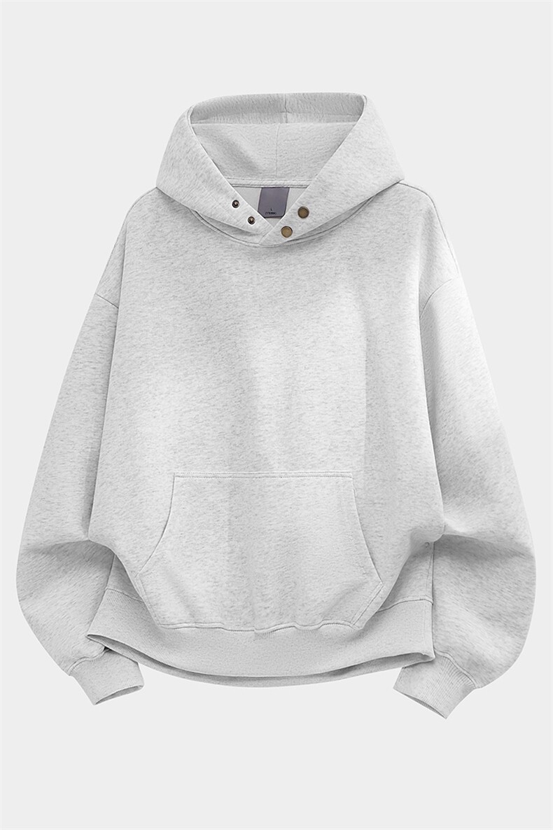 纯色重磅500克双排扣连帽卫衣宽加绒奥粒绒外套上衣RH5343JR-P57,女装短外套,星座610B-1