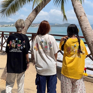 万针全刺绣工艺抖音得物高品质260克重磅纯棉双纱美式高街短袖T恤图片