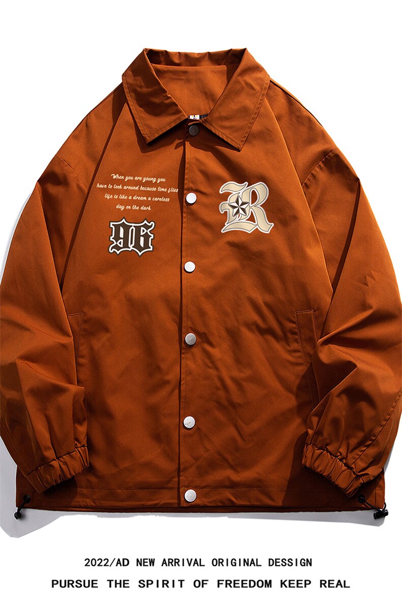 白底22秋冬新品潮牌字母印花翻领棒球服情侣夹克外套JK317P50控68,男装夹克,电商A247-1