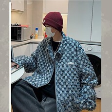 新款美式复古牛仔夹克宽松潮牌春秋毛边流苏休闲百搭外套上衣，男装夹克，星座410-7