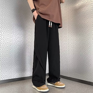 美式休闲裤男款春夏季潮流韩版宽松设计感裤子垂感直筒休闲西裤图片