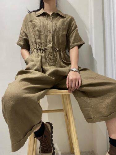 百分百纯亚麻连体裤，女装连体裤，E·呀