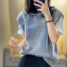 专柜衫时尚连帽背心女秋冬羊毛马甲针织打底衫，女装马甲，伟泽羊绒