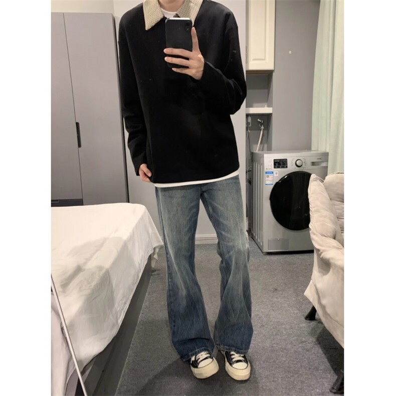 706-1-WY6554-P38现货秋季miu系拼接polo领卫衣情侣长袖T恤,男装T恤,星座706-1