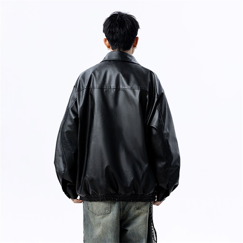 春季新款港风美式刺绣痞帅翻领皮衣夹克男XZ213-JK6000-P70控98,男装夹克,星座213