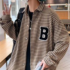 千鸟格夹克男秋季新款潮牌ins高级感小众外套上衣W3594-P45，男装衬衫，星座512-2