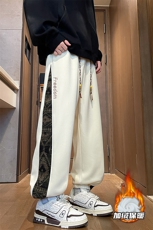 8XL-M民族拼接刺绣束脚卫裤男冬加绒加厚大码运动裤KZ024P45，男装休闲裤，电商B312