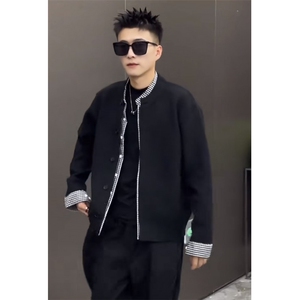 现货假两件针织衫开衫衬衫领拼接毛衣外套W6180-特P75图片