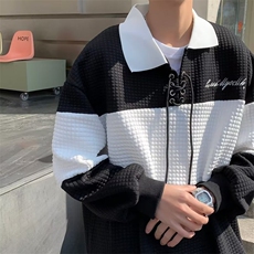 polo杉男韩版潮流高街帅拼色2023春夏季ins宽松百搭卫衣WB030-P37，男装Polo衫，星座412-3