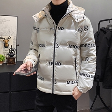 现货足压花直冲帽可拆卸男士短款轻薄羽绒服大码修身，男装羽绒服，星座301D-5(原星座1415）