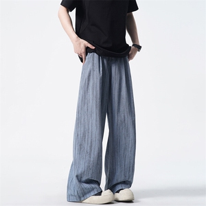 8XL-M 冰丝棉麻阔腿裤男扎染天丝亚麻垂感拖地山本西装裤K9151图片
