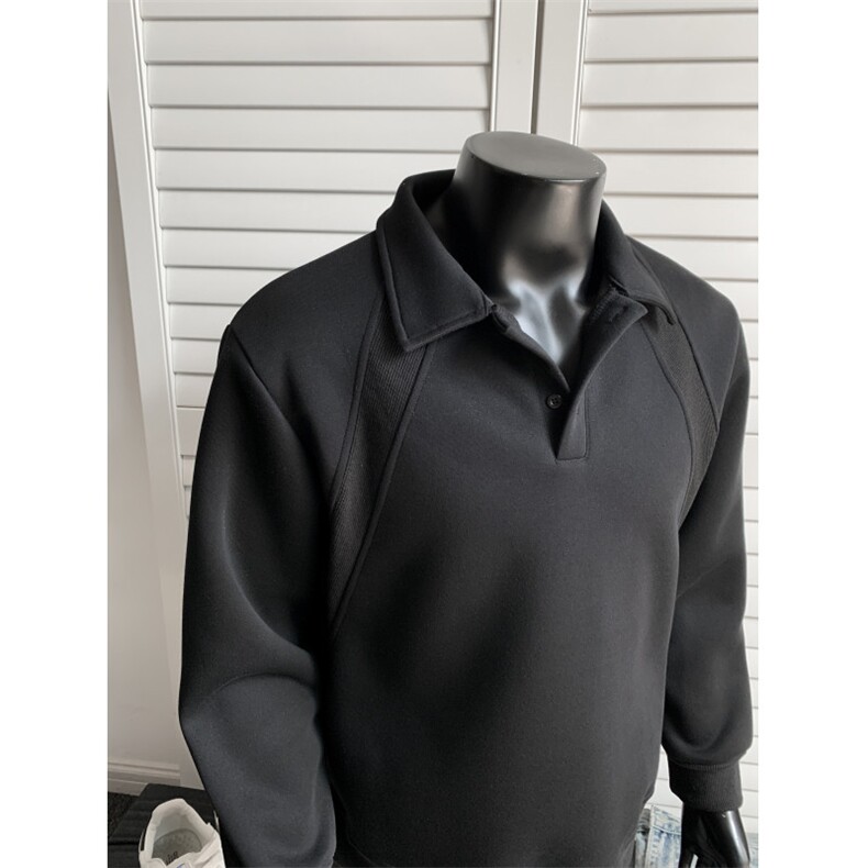 WY803-尺码M-3XL-P38-美式解构拼接POLO领卫衣宽松休闲情侣上衣,男装Polo衫,星座1811B
