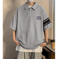 潮流百搭男2023新款POLO衫潮五分袖夏季慵懒气质宽松型WB061-P29，男装Polo衫，星座412-2