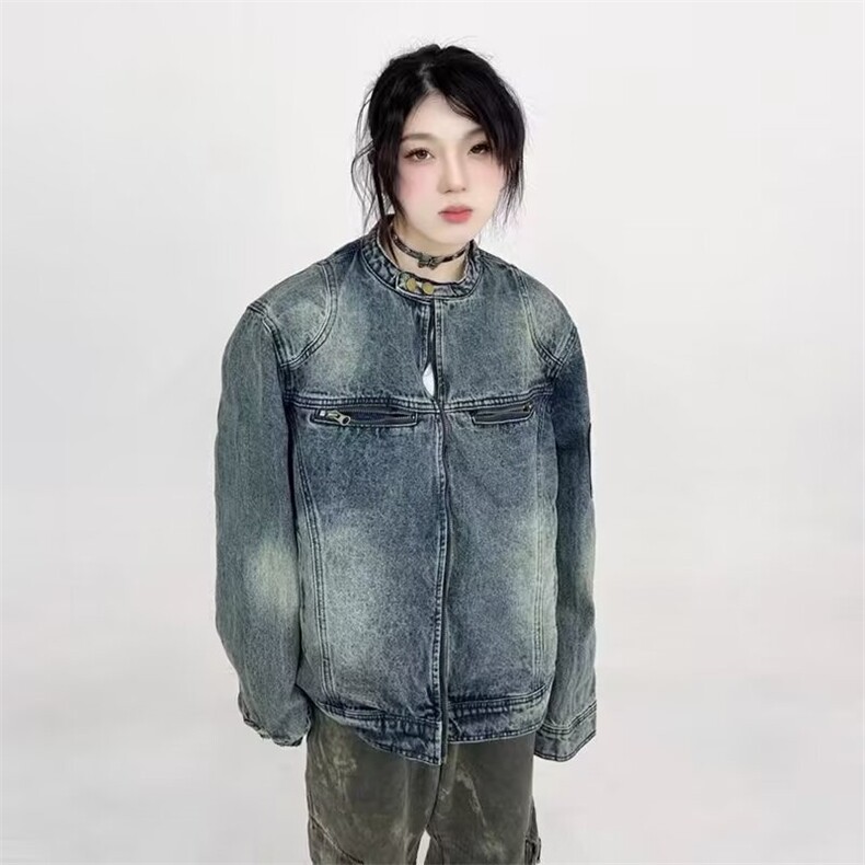 2024美式复古水洗做旧设计感夹克上衣宽松高街百搭休闲男女款,男装夹克,星座218-1（原230）