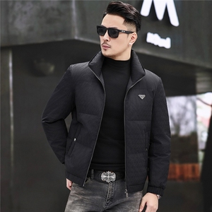 2025新款冬季短款85绒子白鸭绒羽绒服外套中年男装加厚羽绒服夹克图片