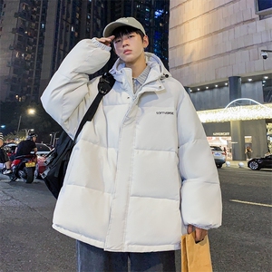 加厚连帽冬棉衣面包服男装情侣棉服印花休闲外套MY006p138控158图片