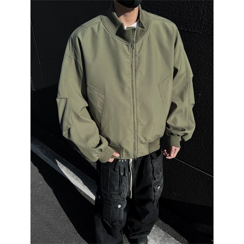 电商DSA028-JK2501P65100聚酯螺纹立领机车飞行服夹克限价98，男装夹克，电商A028