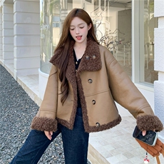 新款保暖外套皮毛一体A2560-P225-K335，女装短外套，2C261