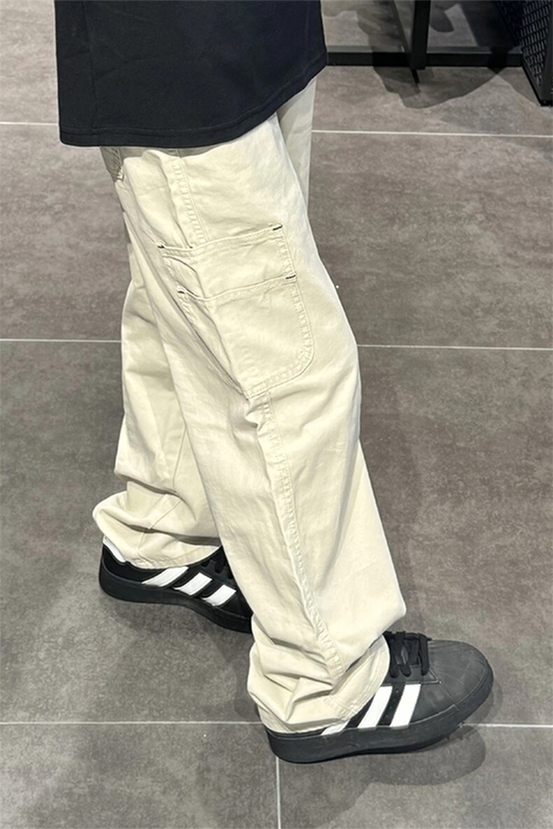 米白色美式vibe伐木工装裤子宽松直筒休闲阔腿裤1007-CCGZ01-P48,男装工装外套,星座1007（原301D）