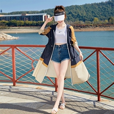 拼色防晒衣女款夏季2023新款大码时尚防晒服轻薄透气开衫外套，女装防晒衣，可可小西