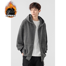 冬季460g重磅银丝雪尼尔舒适银狐绒卫衣外套W5034J加绒特P68控118，女装短外套，电商A001