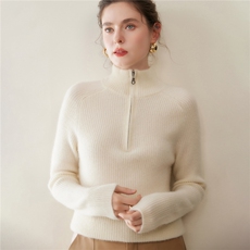 2025年秋季新款百搭女士半高拉链套头衫,女装羊绒衫,奥帆羊绒, 2025年秋季新款百搭女士半高拉链套头衫,女装羊绒衫,奥帆羊绒,