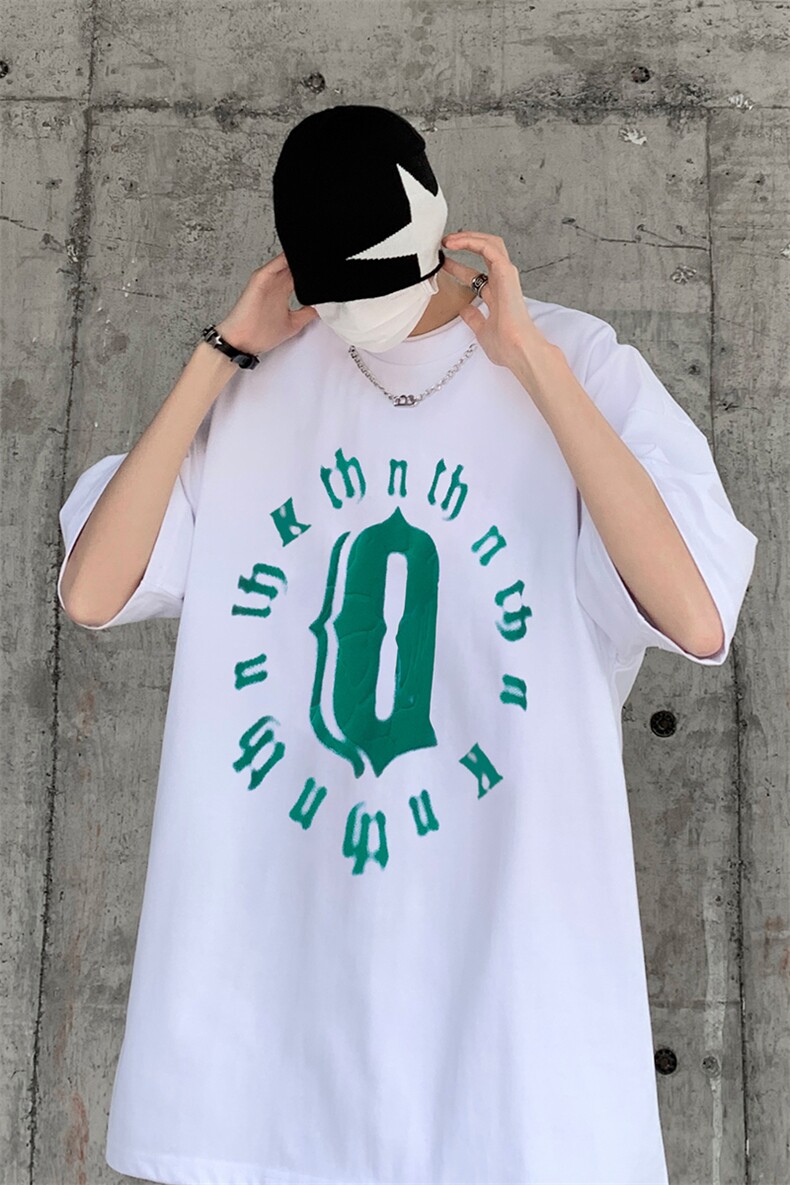 B239-1270-P38自带项链美式字母印花夏季高克重落肩袖短袖t恤,男装T恤,星座514-2(原B239)