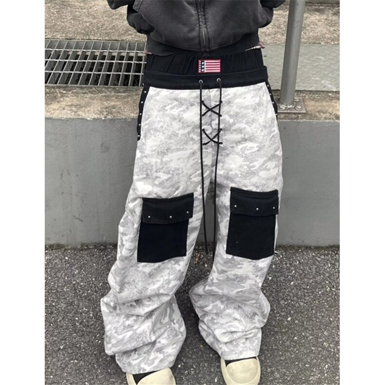 印花扎染垂感阔腿牛仔裤女秋季高腰休闲宽松显瘦拖地长裤K8051,男装牛仔裤,星座1116A（原606A-3）