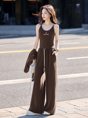 休闲时尚慵懒风气质套装女2025春秋新款洋气减龄宽松阔腿裤三件套，女装套装/套裙，伊仟回