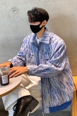 2025港风扎染牛仔工装大口袋夹克男80%聚酯纤维20%棉JK77078特P65，男装夹克，星座227-7