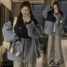 C860-P120羊羔毛拼色连帽加厚夹棉外套学生棉服，男装棉衣，星座911-2(原星座613-2）