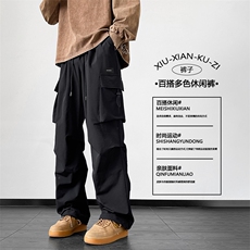美式机能风大口袋工装裤男士宽松直筒男生休闲长裤子K211-特批-38，男装工装外套，星座718-1