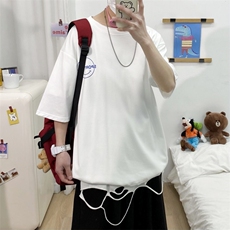 2025夏季短袖t恤衫男港风宽松打底衫潮流A210-A8307-P25控38，男装T恤，星座210-3