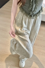 8XL-M冰丝棉麻阔腿裤男防晒凉凉裤垂感直筒休闲扎染山本裤K9138，男装休闲裤，电商D206-1