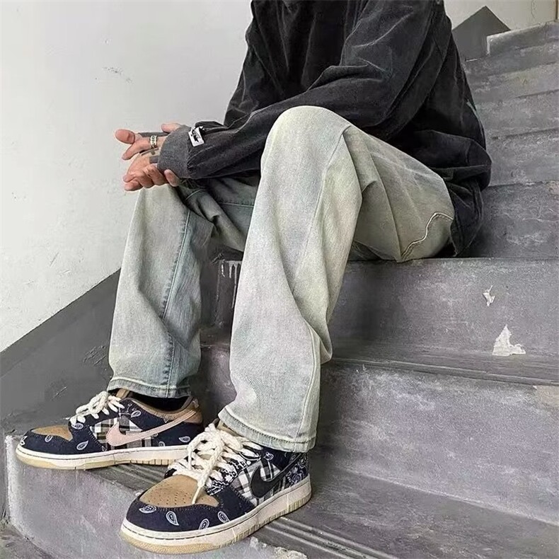 牛仔裤男长裤青春流行潮流新款水洗潮时尚拉链百搭春季直脚简约图片
