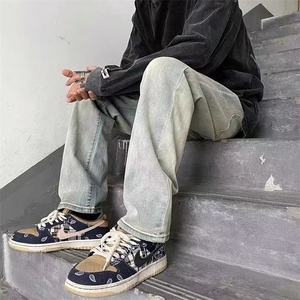 牛仔裤男长裤青春流行潮流新款水洗潮时尚拉链百搭春季直脚简约图片
