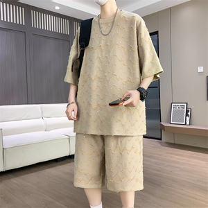 夏季港风套装男宽松满天星短袖T恤短裤休闲套装TZ6631-P55图片