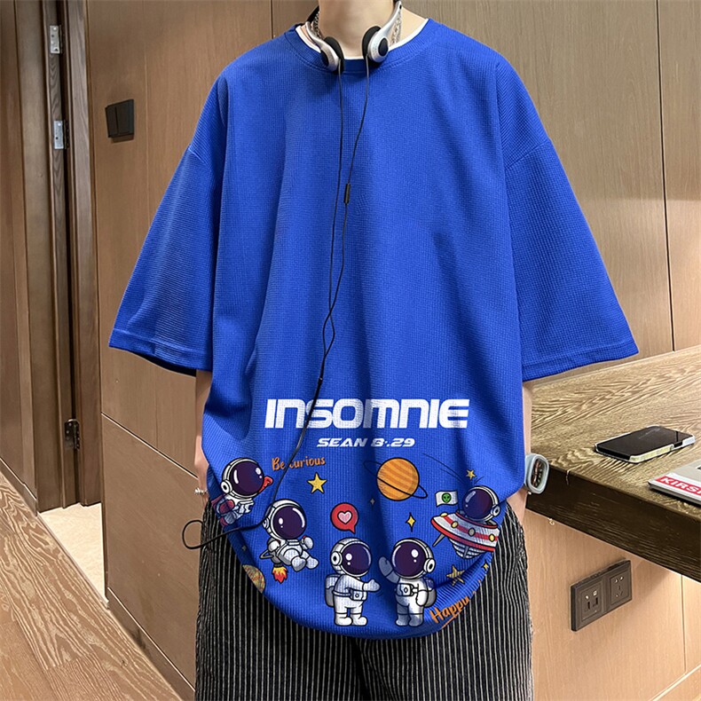 华夫格t恤男短袖男大码五分袖酒店风HT73228-P22,男装T恤,电商A040