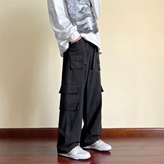 欧美hiphop裤子宽松阔腿山系工装裤高街男设计感X101P40，男装休闲裤，星座1116-2