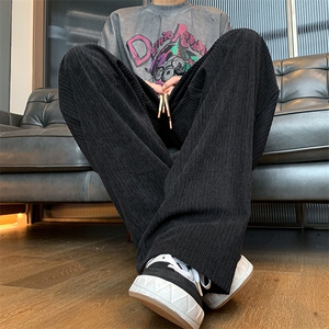 8XL-M特大码秋季新款垂感休闲裤男宽松直筒裤男裤拖地裤K940P40图片