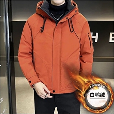 25008冲风衣连帽标50羽绒服现货，男装风衣，星座414（原B263）