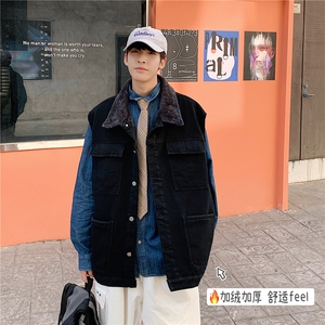 MJ214J-p68-限价98 抖音情侣工装棉马甲男外穿大码羊羔毛cityboy图片