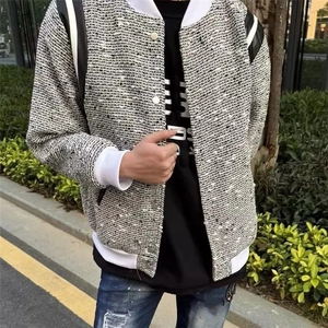 拼接棒球服外套男女情侣美式复古撞色小香风夹克上衣 JM800图片