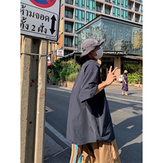 时尚男青春流行方领日系标准潮潮流夏季纯色衬衫五分袖MC30P30，男装衬衫，星座1116-2