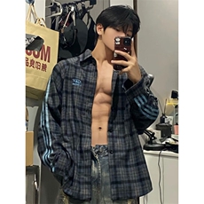 【有货】DHJ37-P50美式三条杠格子衬衫男宽松秋季长袖格纹衬衣，男装衬衫，星座603-2