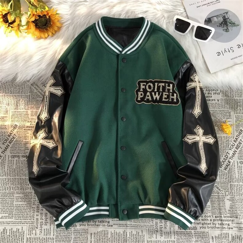 vibe美式棒球服男刺绣高街设计感外套潮hiphop夹克上衣WT445-P60,男装夹克,星座1008