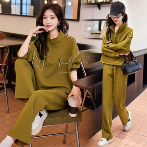 现货2024春季新款时尚减龄休闲遮肉显瘦两件套女图片