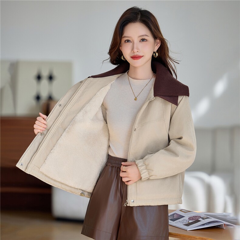2025冬装新款加绒拼接棉衣女宽松,女装棉衣/棉服,依万里