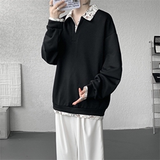 秋冬男士韩系老钱风假两件卫衣宽松拼接休闲上衣外套特P50，女装短外套，电商B319